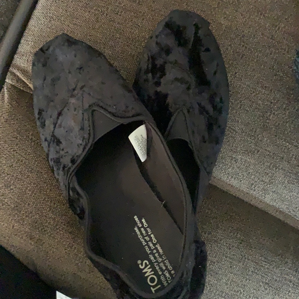 Toms Black Velvet Alpargata Slip-ons 9.5